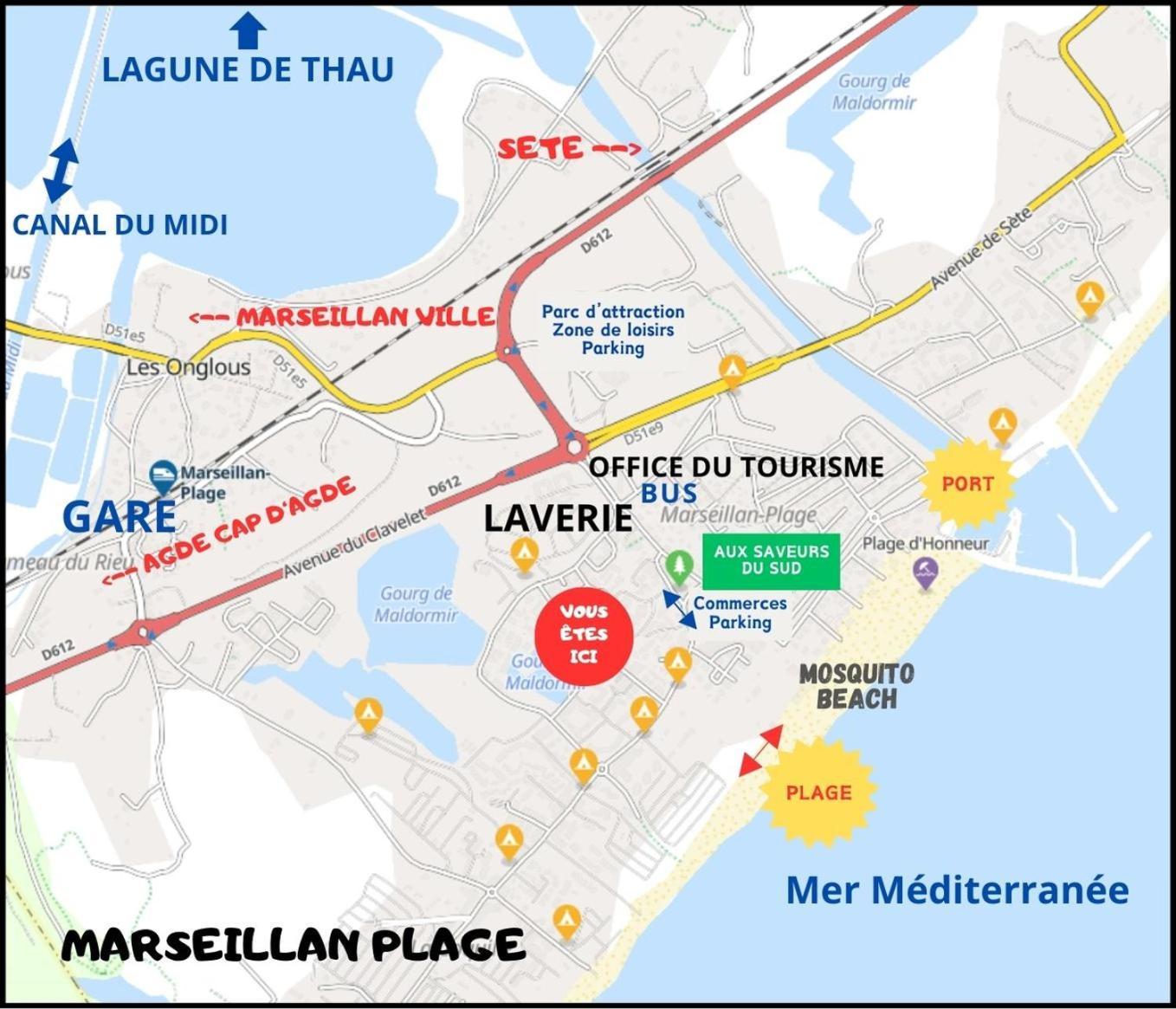 Residence Le Sunset Marseillan-Plage, Entre Mer Et Lagune De Thau, Etape Velo, Famille, Couple, Vrp, Toutou Admis, Jardin, Parking Prive Gratuit, Velos, Clim, Wifi Fibre Gratuite, Commodites, Plage Et Piste Cyclable A Proximite, 6 Couchages Nous Cont Ngoại thất bức ảnh